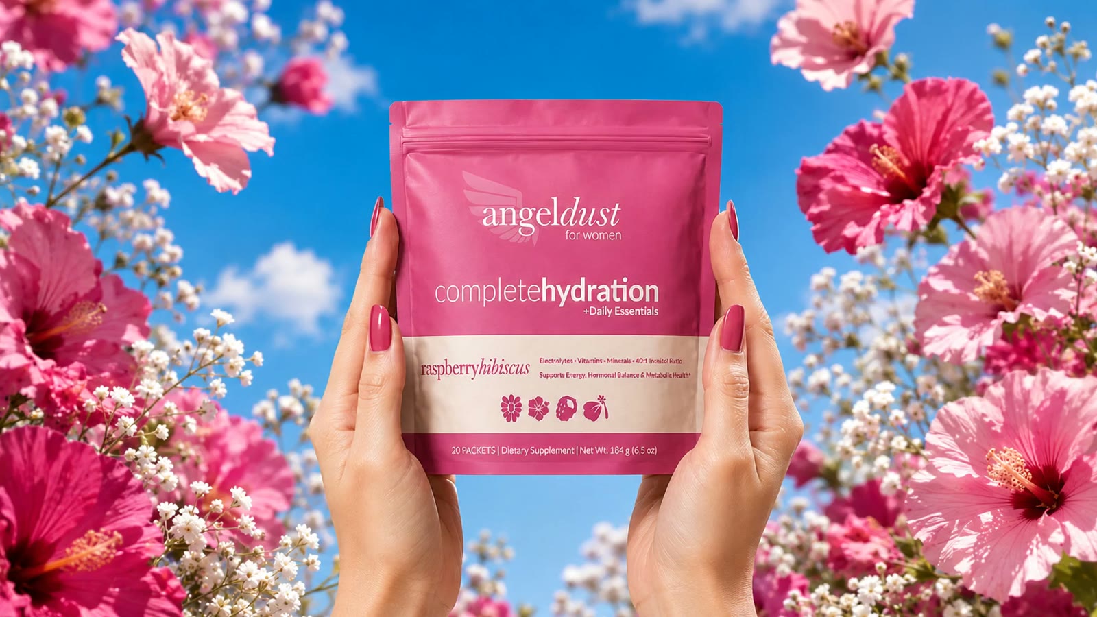 Angel Dust Complete Hydration, raspberry hibiscus, Stick Packs