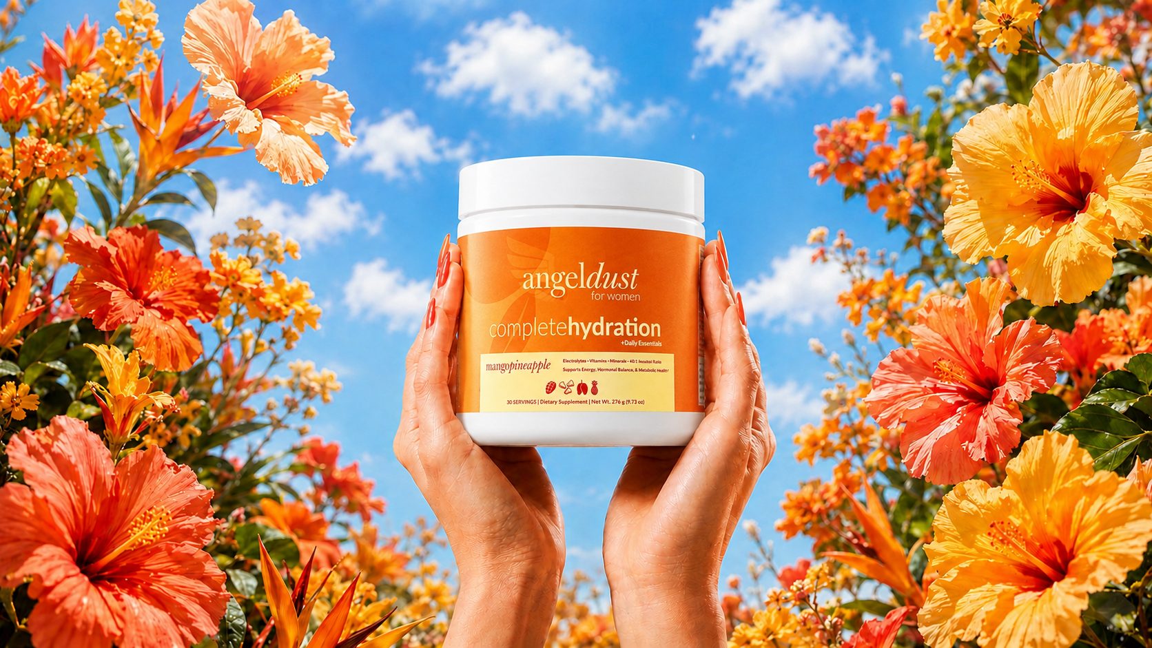 Angel Dust Complete Hydration, mango pineapple, Container