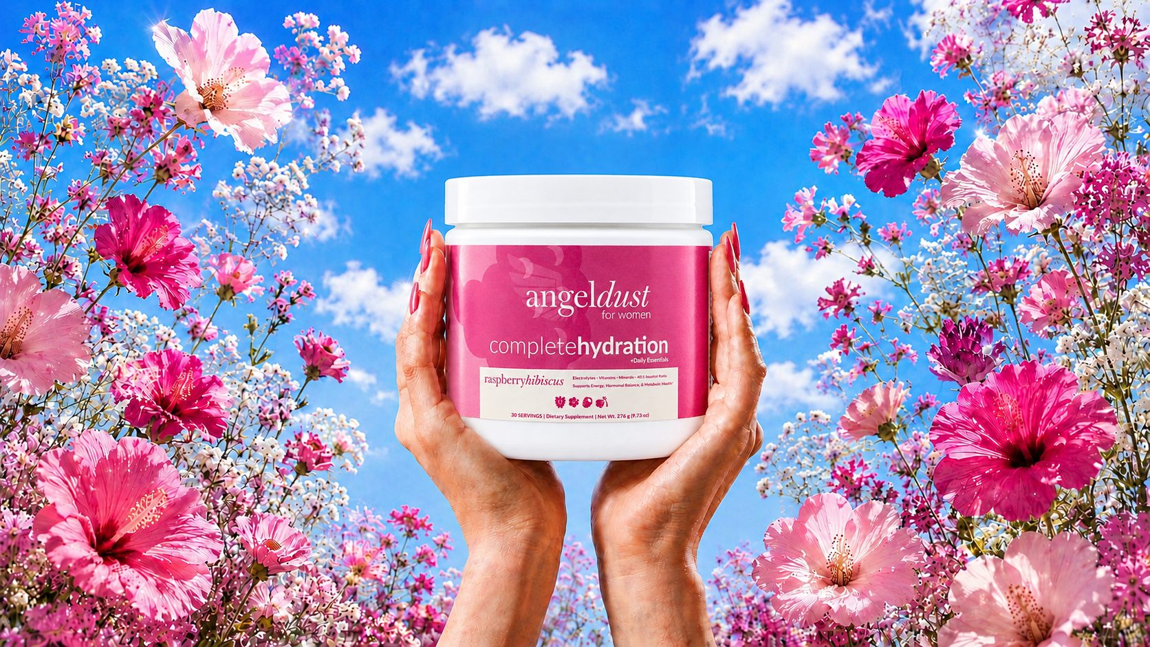 Angel Dust Complete Hydration, raspberry hibiscus, Container